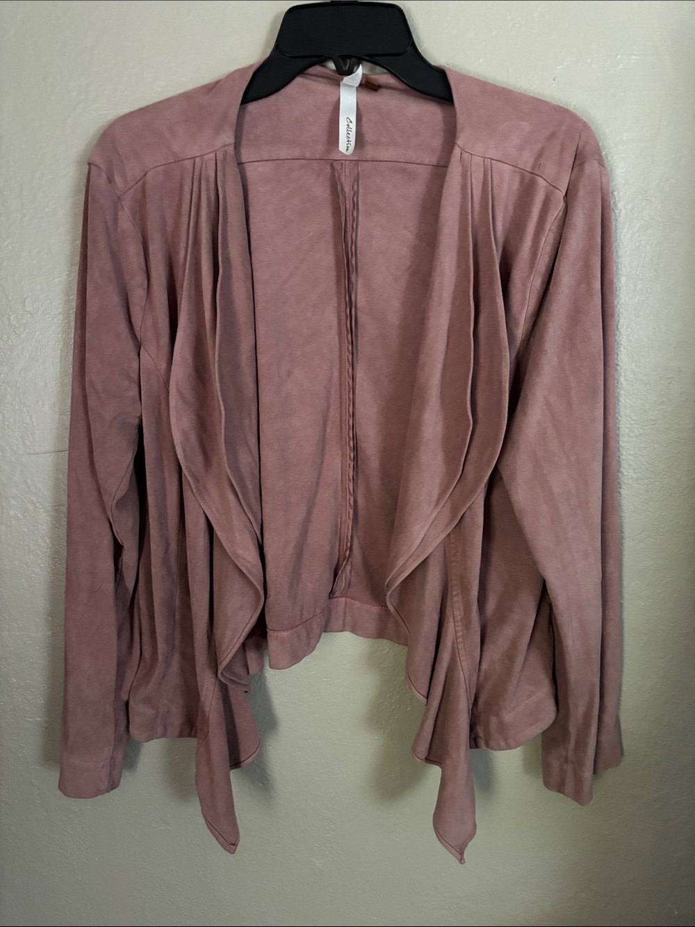 NY Collection Pink Open Suede Like Cardigan XL